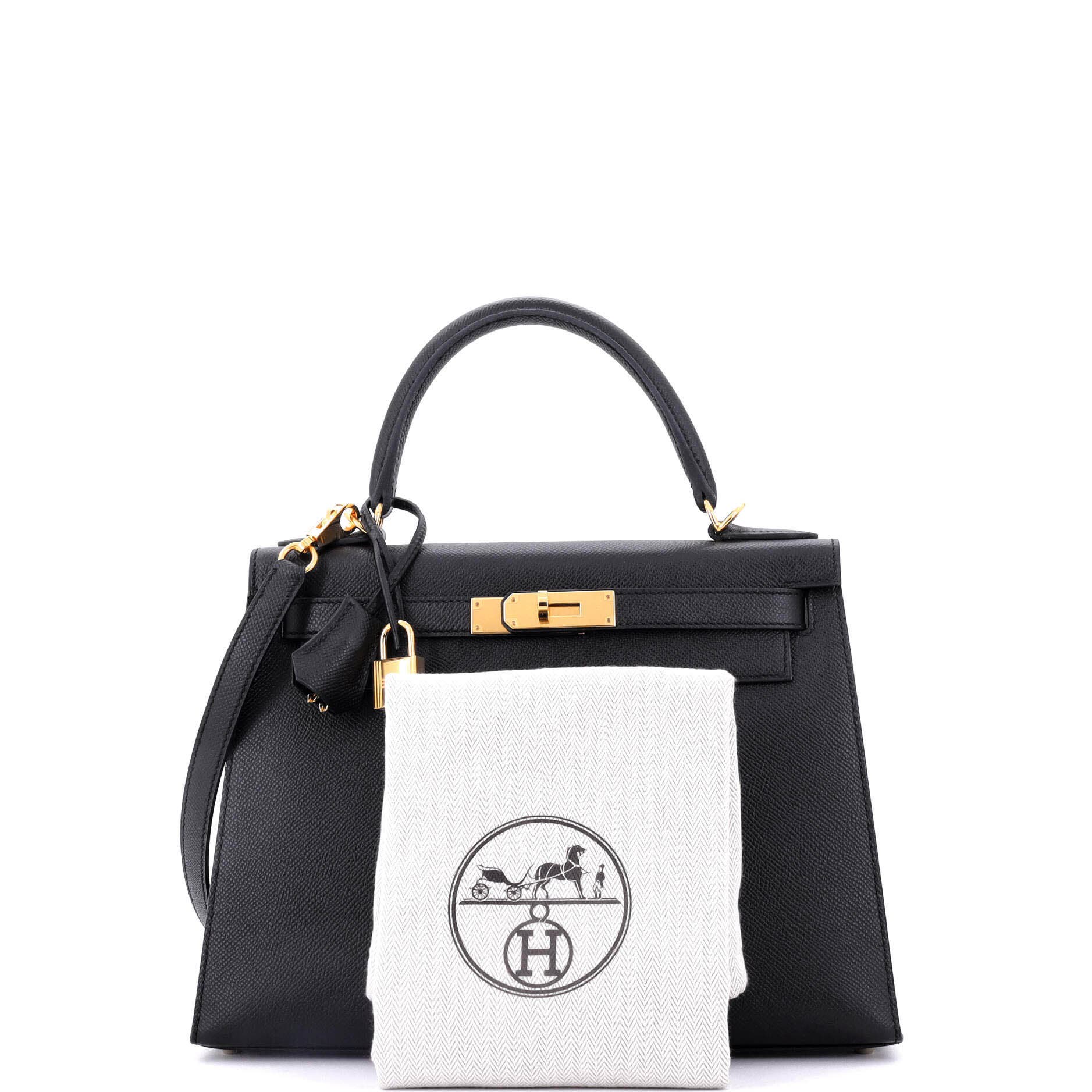 Pre-Owned Hermes Kelly Handbag Black Epsom with Gold Hardware 28, Alternate, color, 