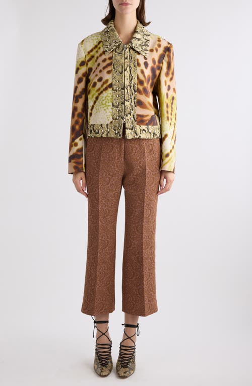 Dries Van Noten Vurano Studded Multi-print Zip Jacket In Olive