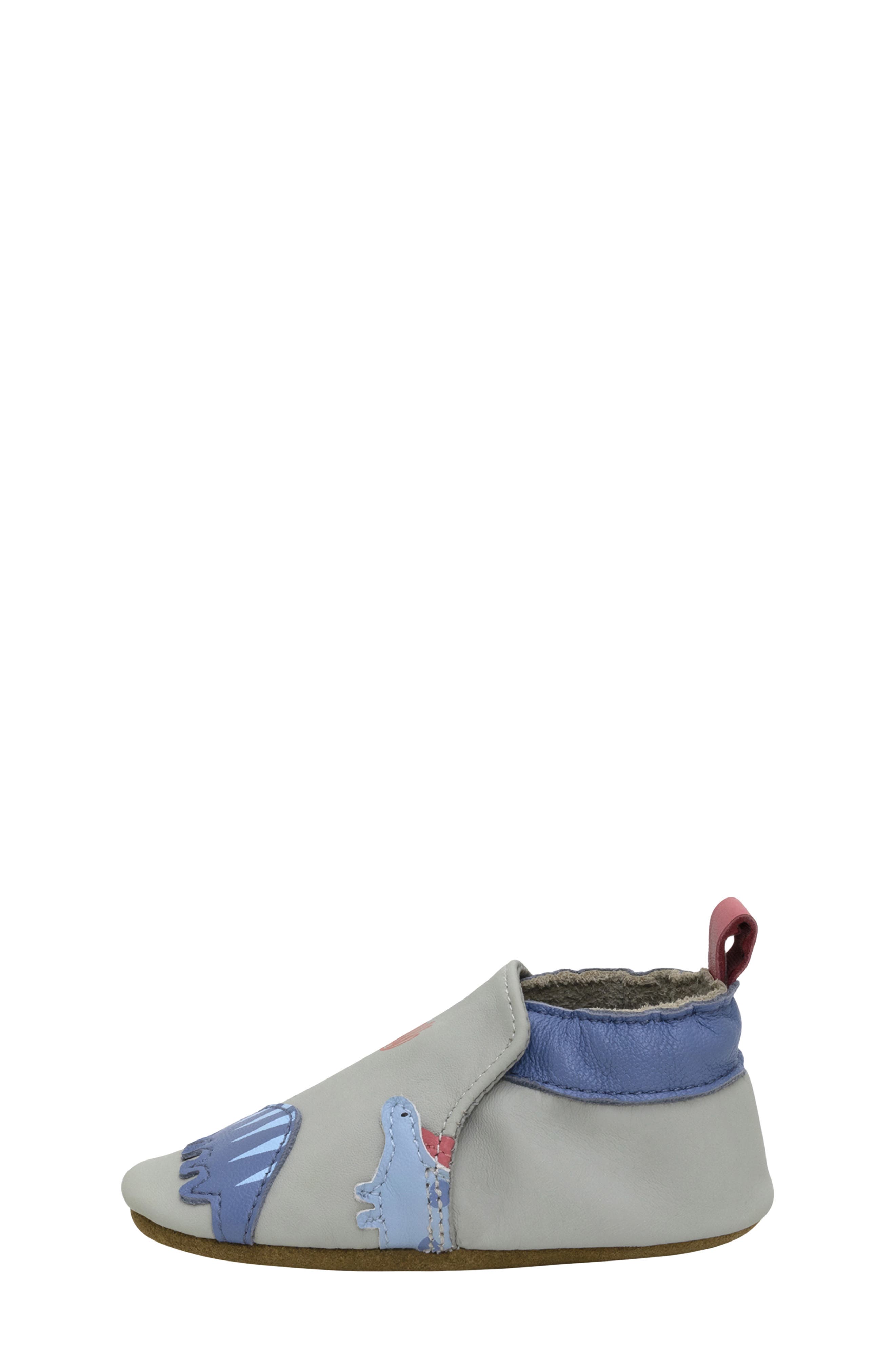 Robeez<sup>®</sup> Dino Pals Leather Crib Shoes, Alternate, color, Grey