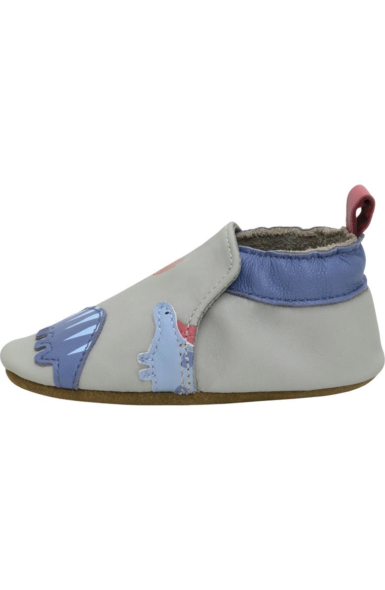 Robeez<sup>®</sup> Dino Pals Leather Crib Shoes, Alternate, color, Grey