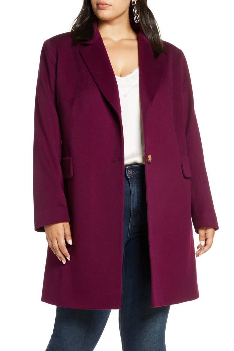 Notch Collar Coat (Nordstrom Exclusive), Main, color, AUBERGINE