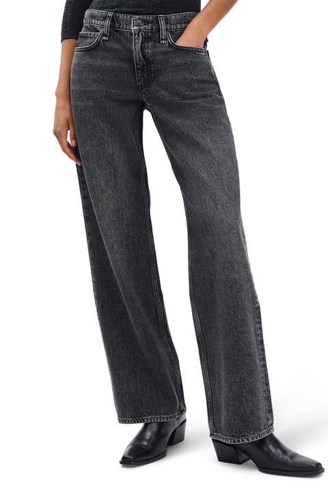 Saige Low Rise Relaxed Straight Jeans (Charcoal)