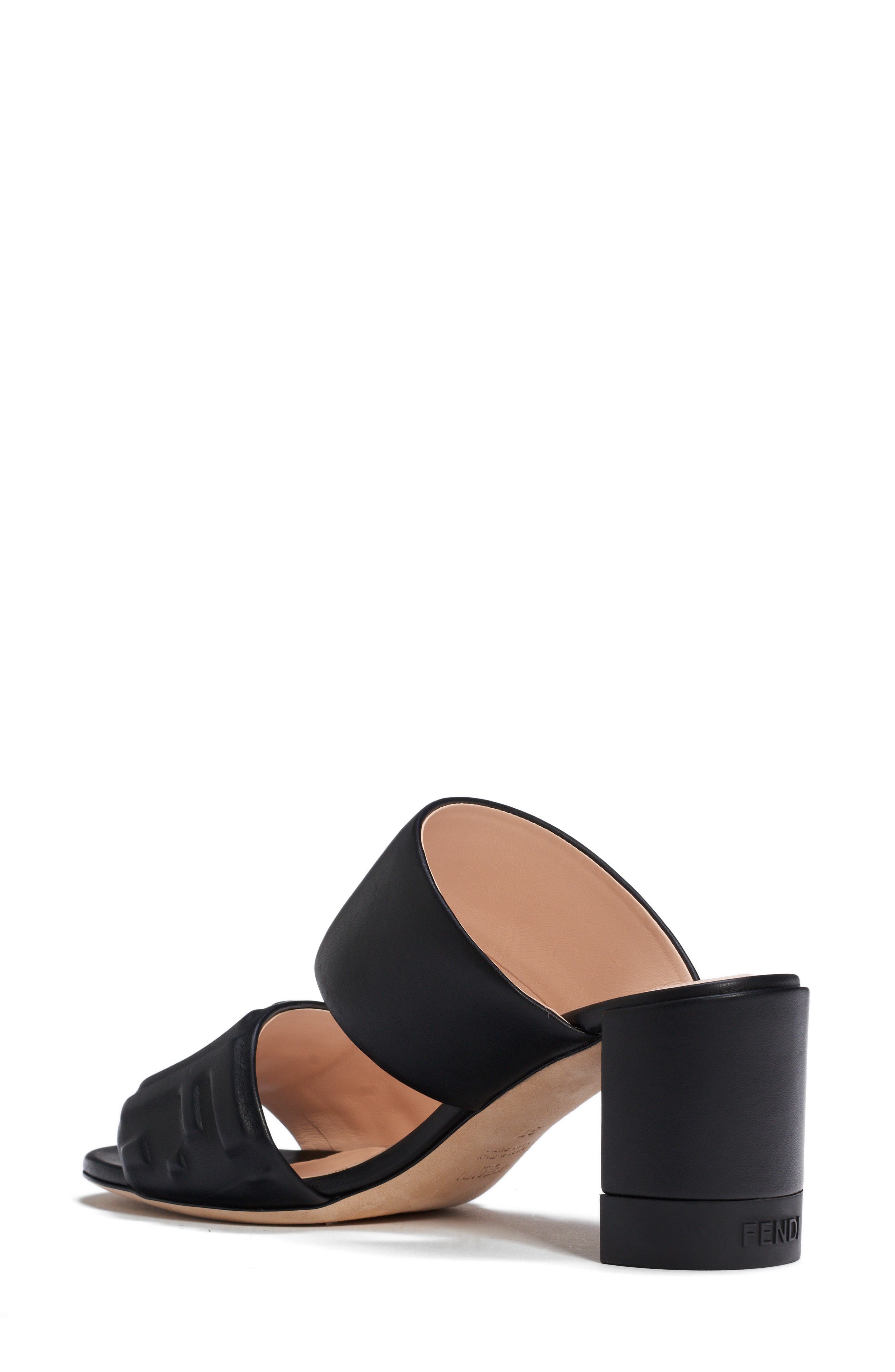 Fendi FF Embossed Logo Slide Sandal, Alternate, color, 