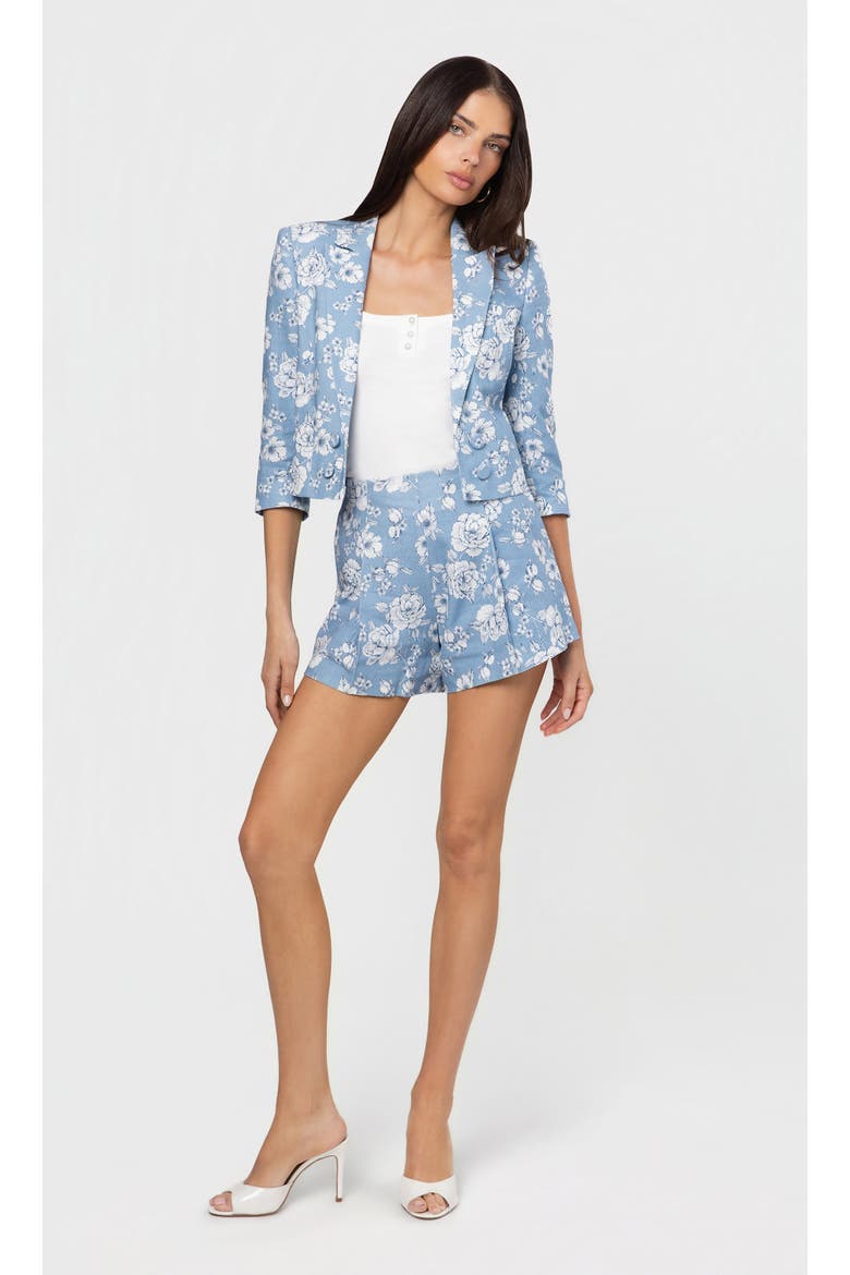 Emmeline Floral Linen Blazer, Alternate, color, Heritage Toile Bl/Wh