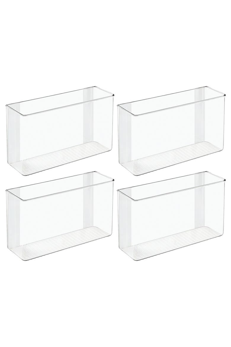 Adhesive Organizer Bin for Kitchen - Set of 4 - Clear, Main, color, Clear