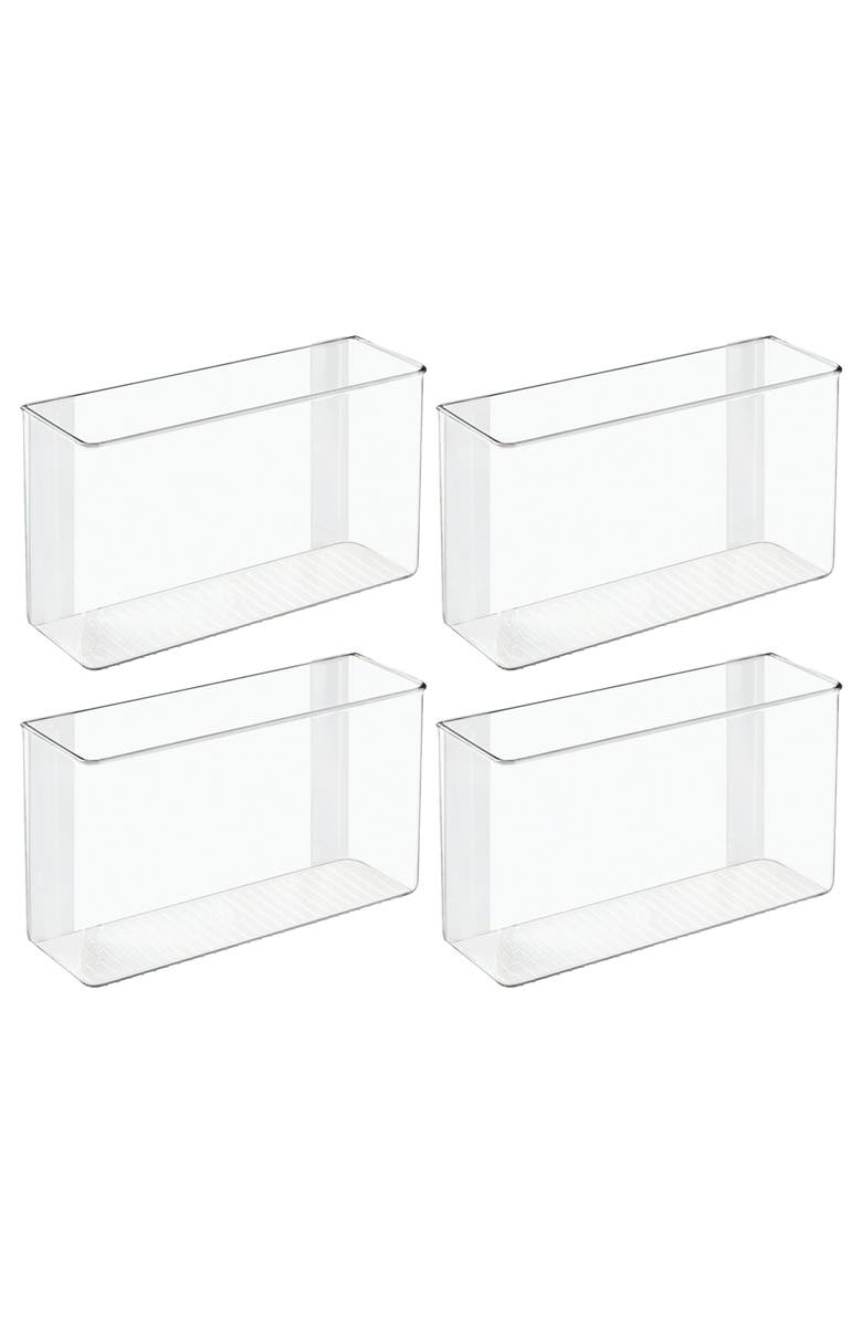 iDesign Adhesive Organizer Bin for Kitchen - Set of 4 - Clear, Main, color, Clear
