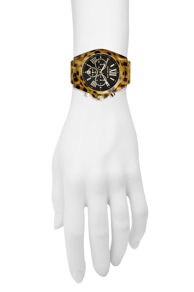 Michael Kors 'Bradshaw' Chronograph Resin Bracelet Watch, 43mm, Alternate, color, CHEETAH TORTOISE