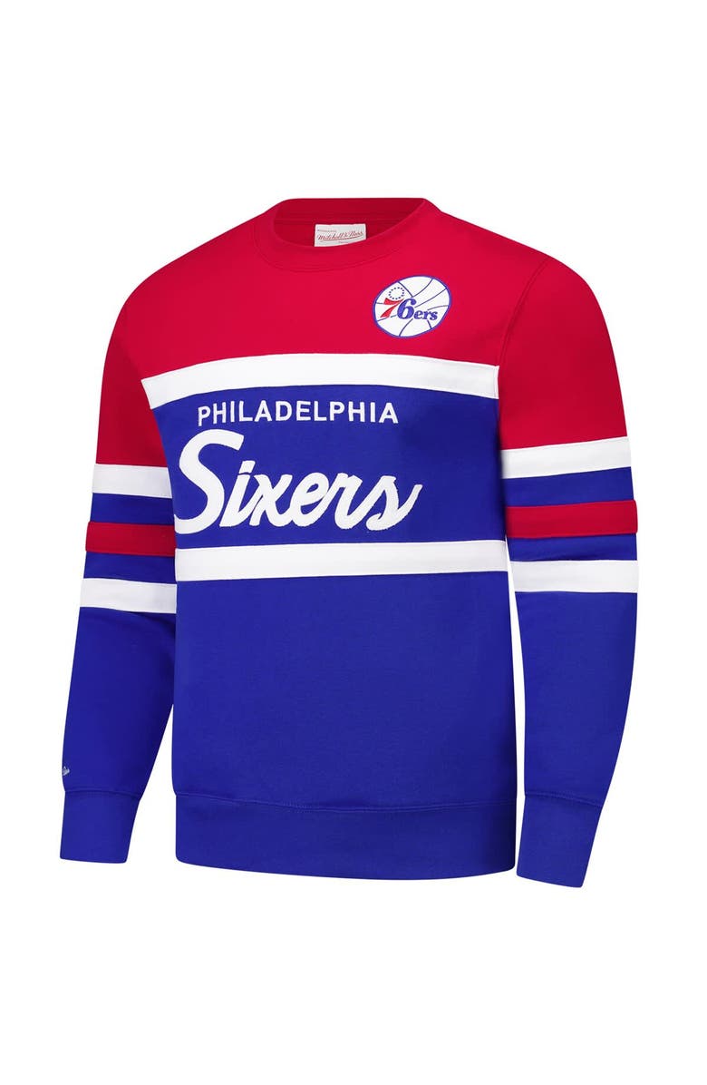 Mitchell & Ness Men's Mitchell & Ness Royal/Red Philadelphia 76ers Hardwood Classics Vintage Logo Head Coach Pullover Sweatshirt, Alternate, color, Royal