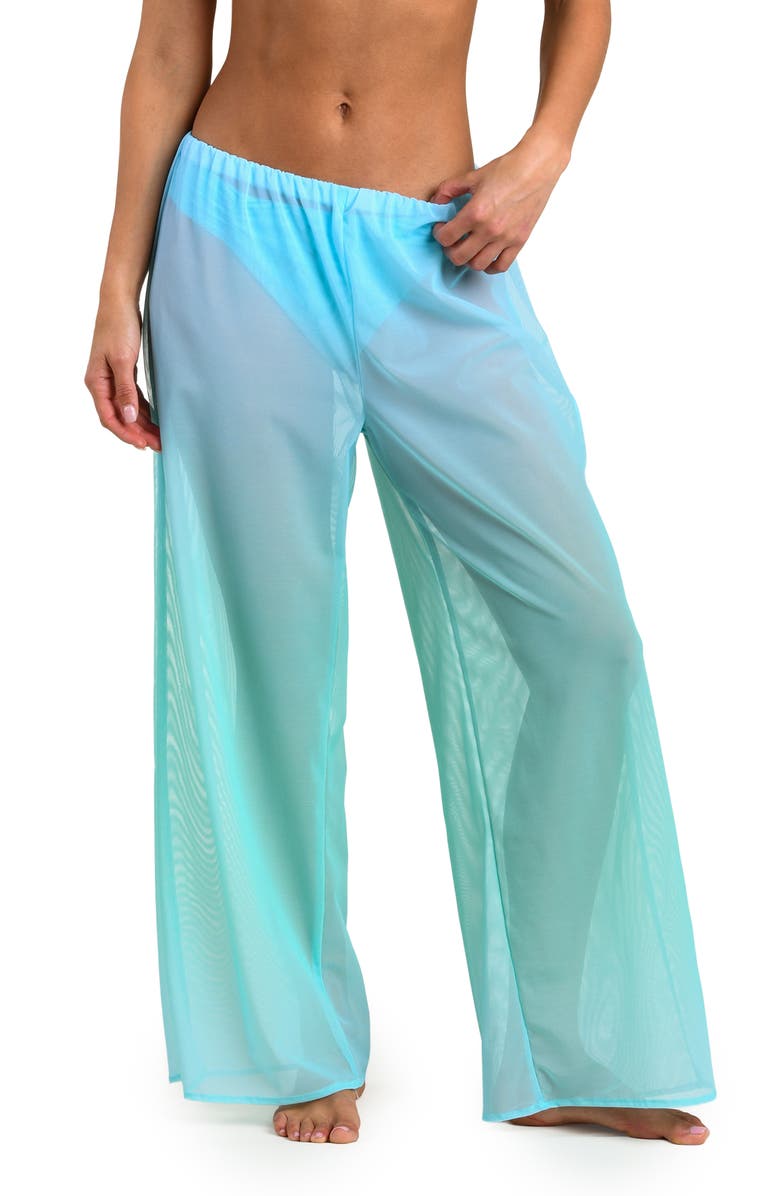 Sunshine 79 Ombré Illusions Sheer Wide Leg Mesh Cover-Up Pants, Alternate, color, Seafoam