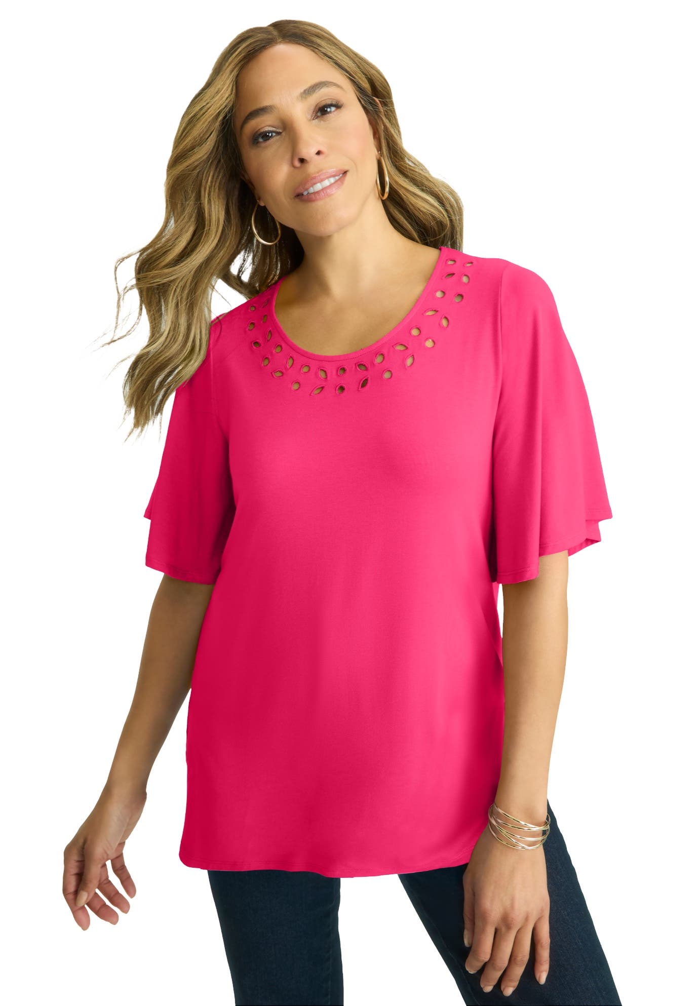 Cutout Flutter Sleeve Tunic - image 4