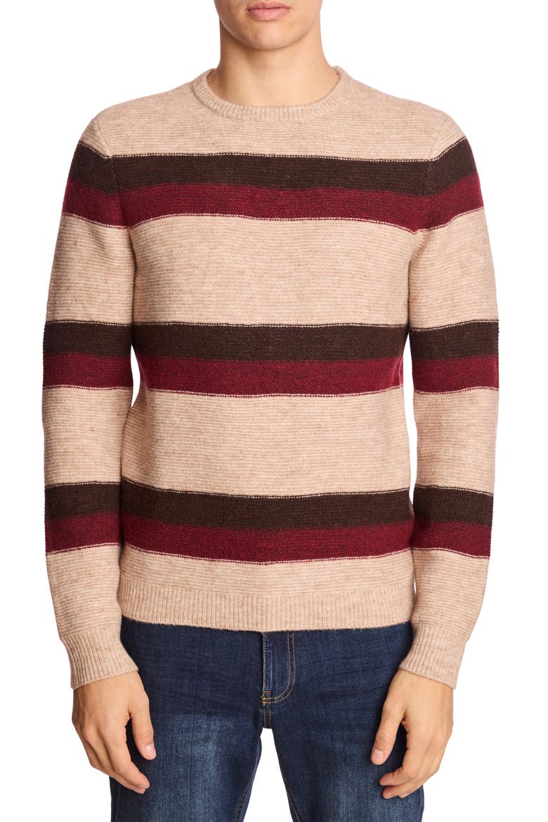 Stripe Crewneck Sweater, Main, color, CHERRY COFFEE STRIPE