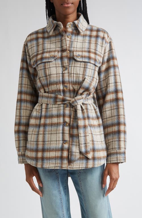 Veronica Beard Mikaela Belted Checked Flannel Jacket In Multi