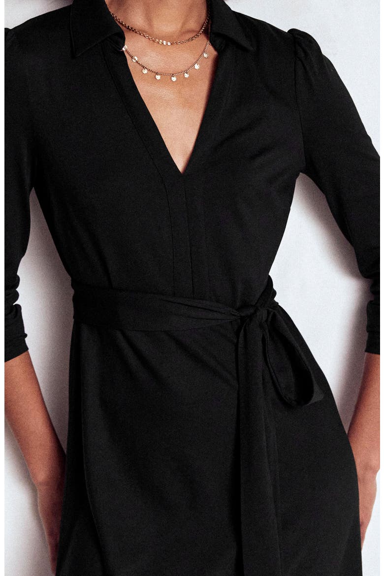 Imogen Long Sleeve Jersey Dress, Alternate, color, BLACK