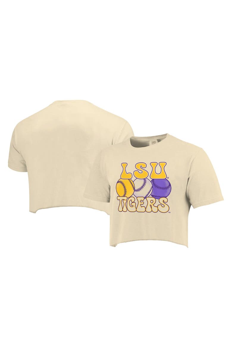 Women's Natural LSU Tigers Comfort Colors Baseball Cropped T-Shirt, Main, color, Natural