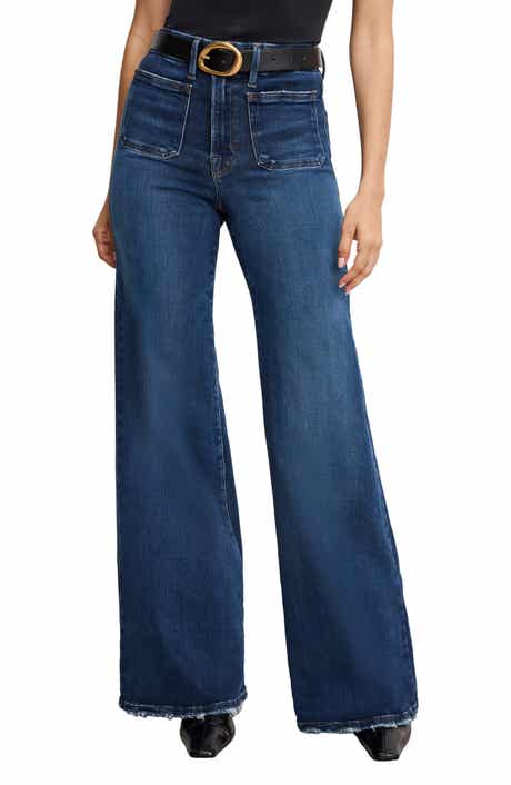 Good American Good Waist Patch Pocket Palazzo Jeans