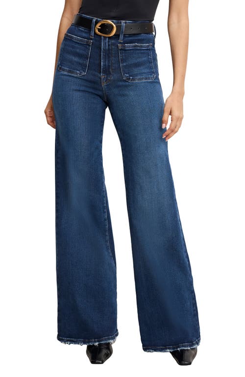 Good American Good Waist Patch Pocket High Waist Wide Leg Palazzo Jeans