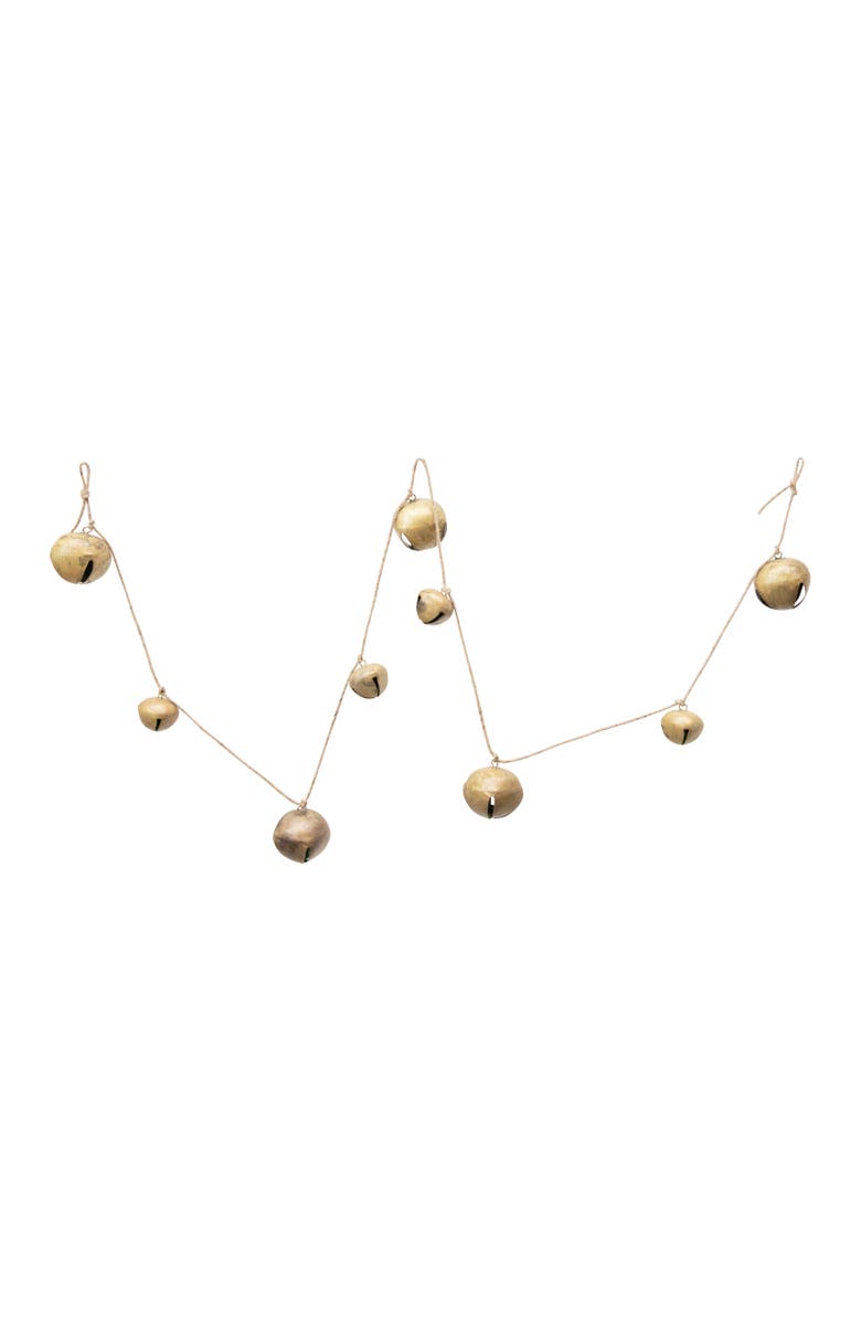 Storied Home Metal Jingle Bell Garland, Gold Finish, Main, color, 