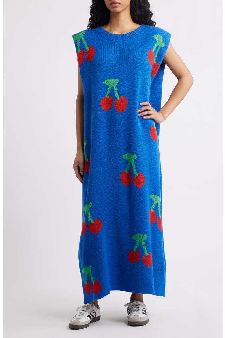 Cherry Pie Sleeveless Knit Maxi Dress, Main, color, BLUE CHERRY