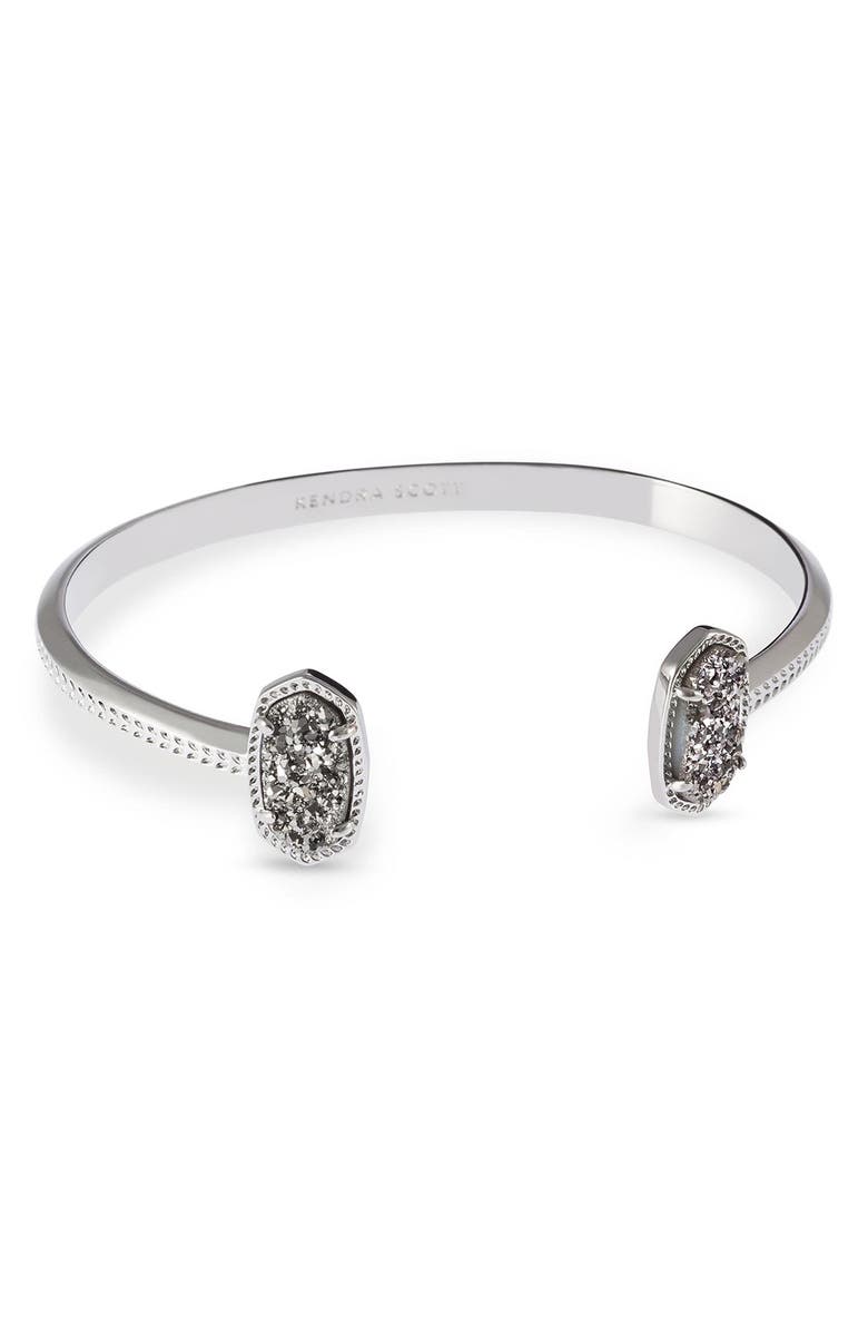 Kendra Scott Elton Station Cuff Bracelet, Main, color, Platinum Drusy/ Silver