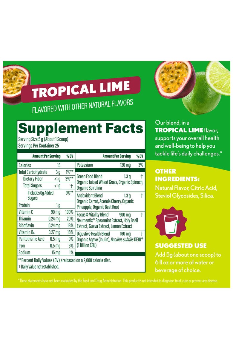 Sweet Greens Superfood Powder, Tropical Lime, 25 Servings, Alternate, color, None