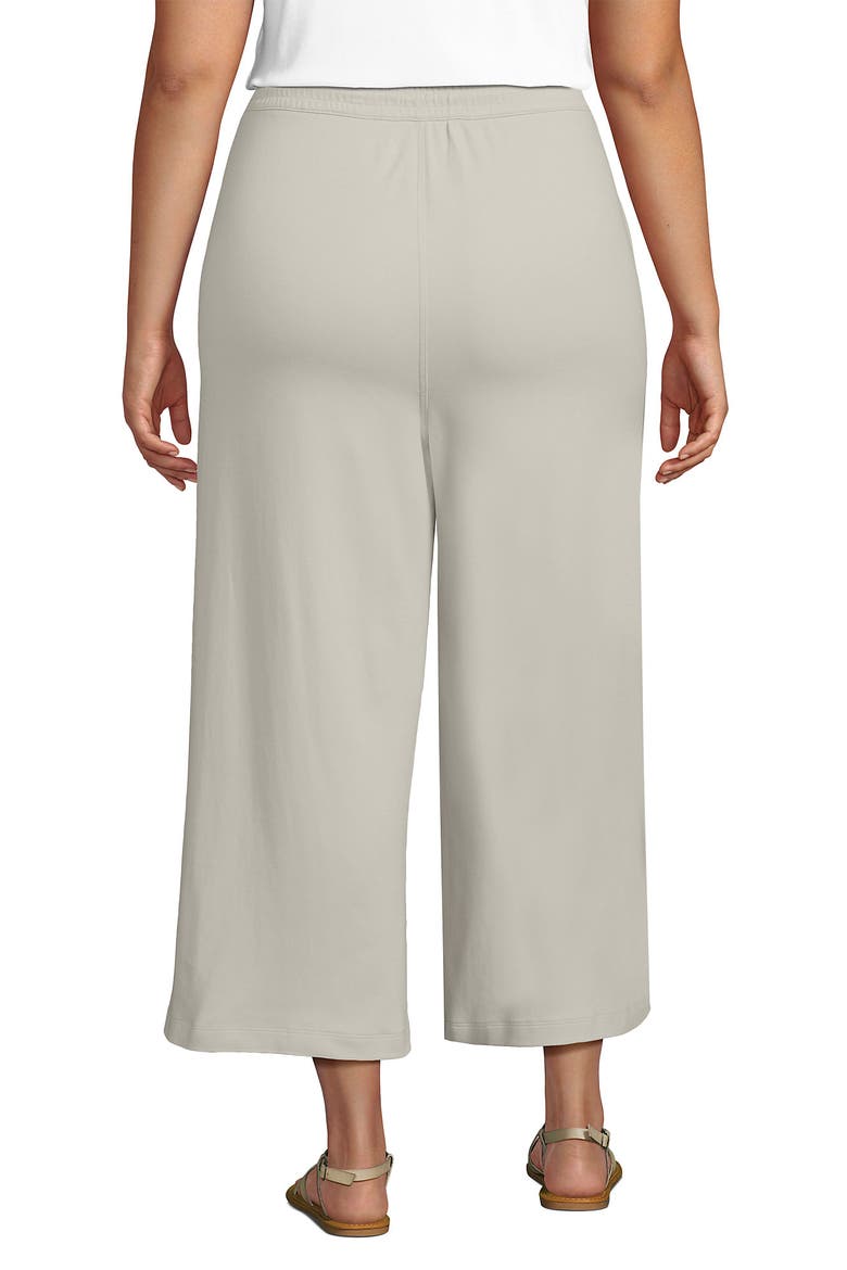 Plus Size Sport Knit Elastic Waist Wide Leg Crop Pants, Alternate, color, Light Stone