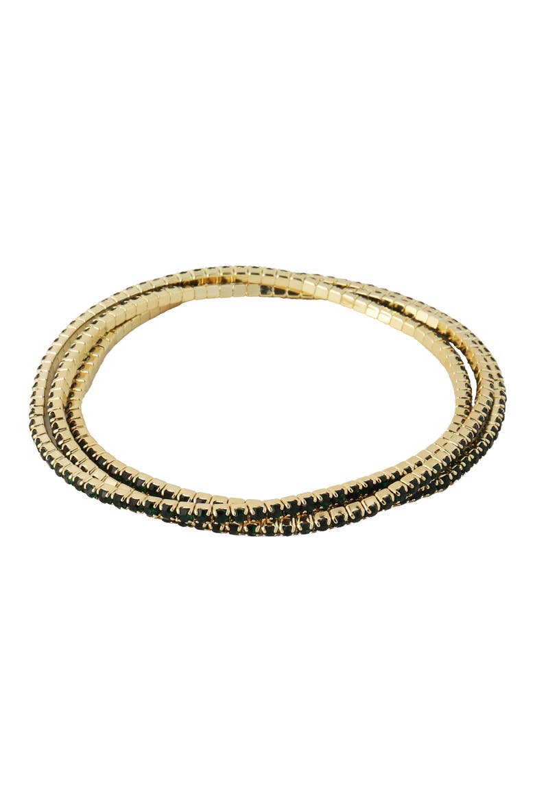 Set of 3 Crystal Stretch Bracelets, Main, color, GREEN