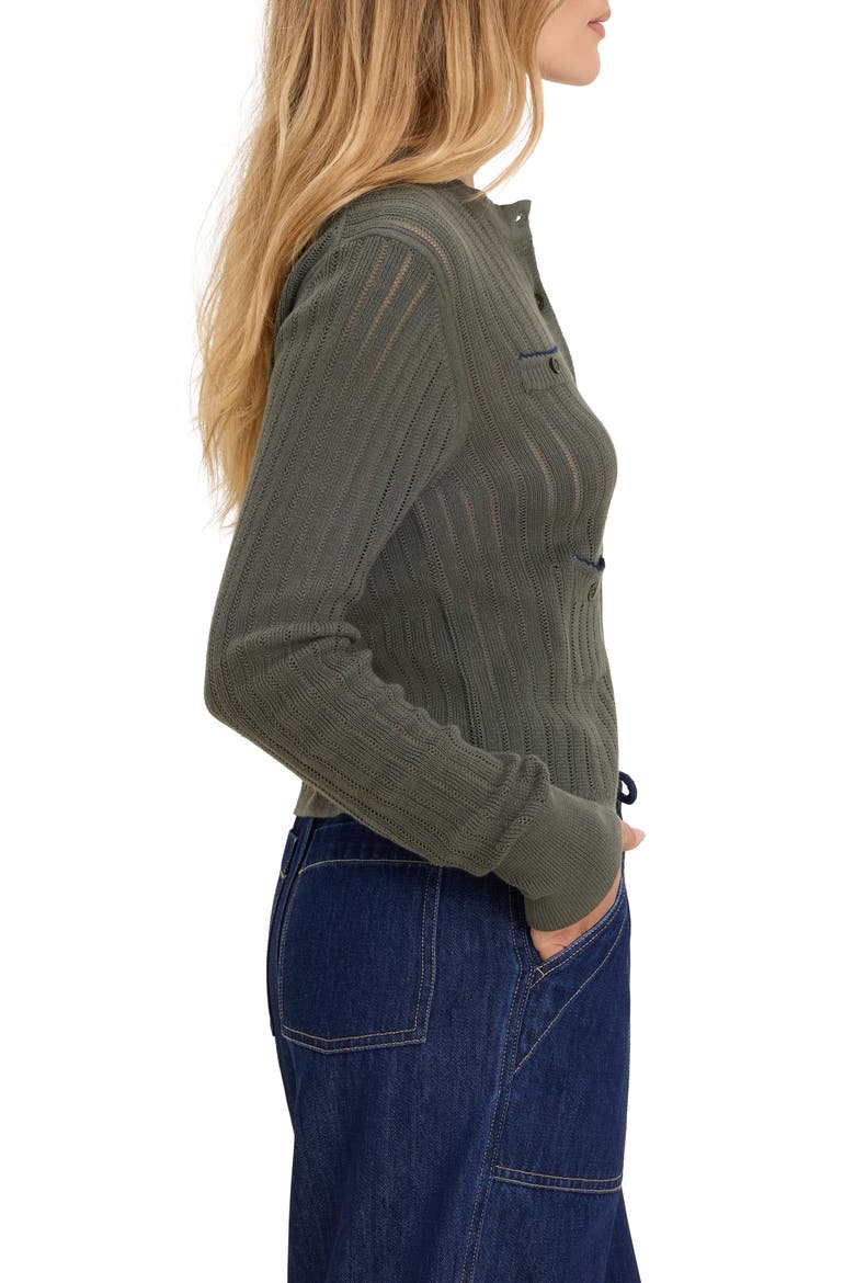 Cotton Pointelle Cardigan, Alternate, color, BRIAR