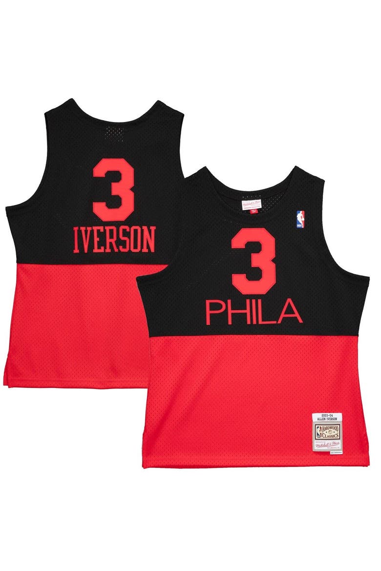 Men's Mitchell & Ness Allen Iverson Black Philadelphia 76ers 2003/04 Hardwood Classics Reload 2.0 Swingman Jersey, Alternate, color, Black