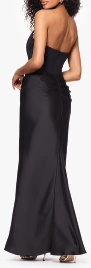 Strapless Scuba & Charmeuse Gown