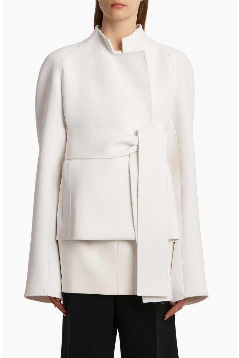 Edith Double Face Crepe Wrap Jacket, Main, color, CHALK