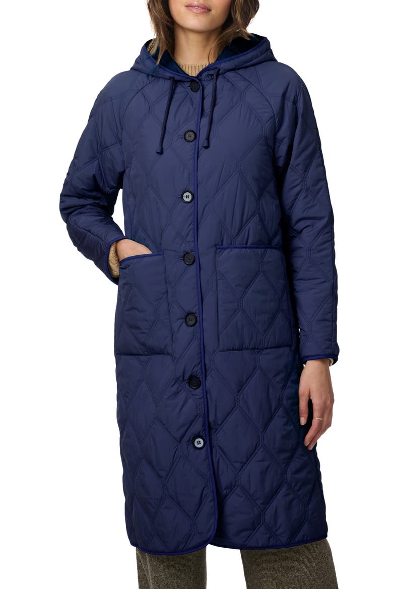 Diamond Quilted Hooded Coat, Main, color, NAVY