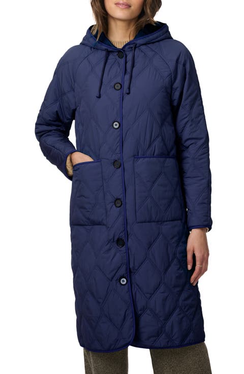 Diamond Quilted Hooded Coat