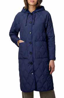 Bernardo Diamond Quilted Hooded Coat