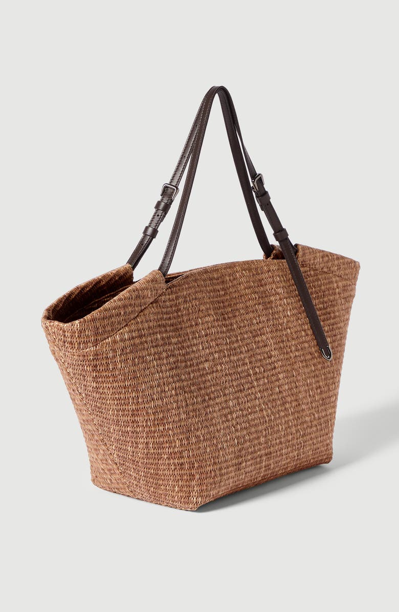 Brunello Cucinelli Raffia large panier shopper, Alternate, color, Light Brown