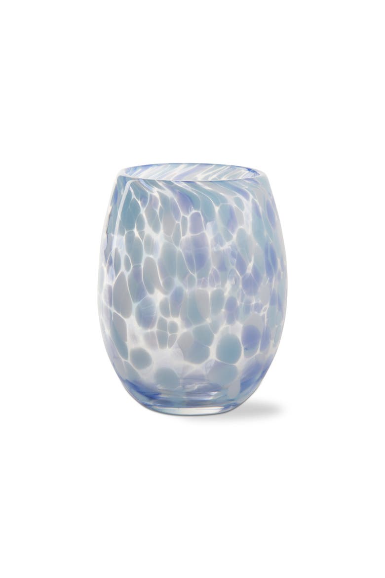Light Blue Confetti Stemless Wine Glass Dishwasher Safe, Main, color, Blue