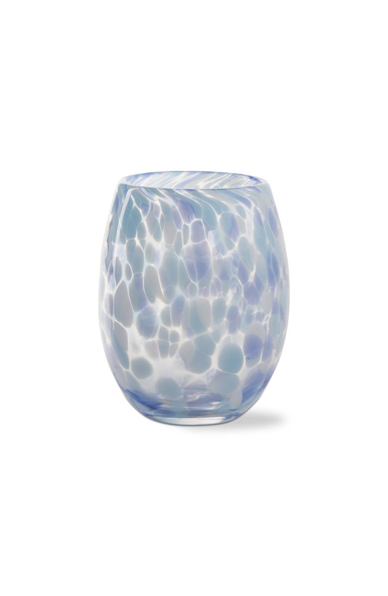 tag Light Blue Confetti Stemless Wine Glass Dishwasher Safe, Main, color, Blue
