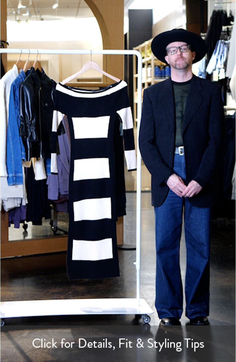 Stripe Off the Shoulder Long Sleeve Maxi Sweater Dress, sales video thumbnail