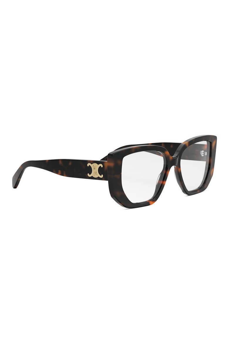 Triomphe 53mm Rectangular Butterfly Optical Glasses, Alternate, color, DARK HAVANA
