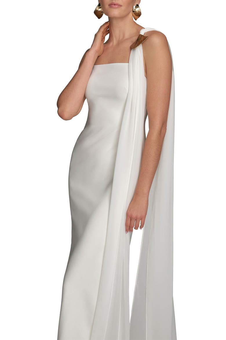 Scarf Drape Sleeveless Gown, Alternate, color, CREAM