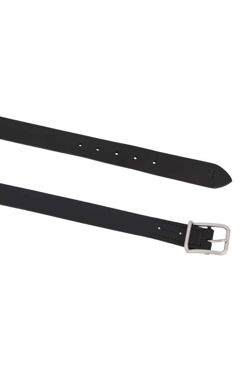 AllSaints Ramskull Leather Belt, Alternate, color, Dull Nickel