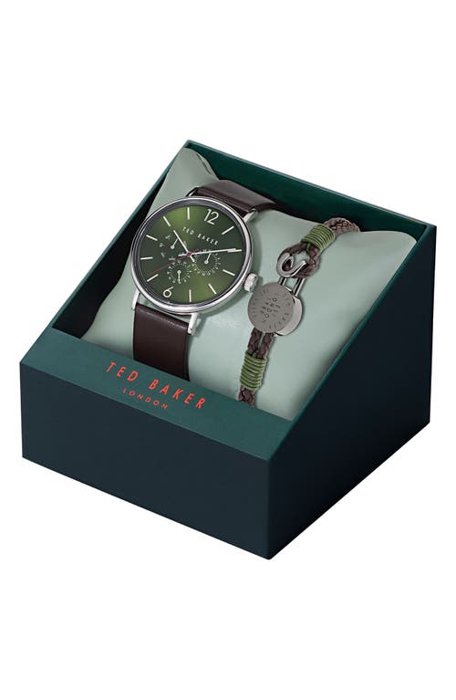 Ted Baker Phylipa Multifunction Leather Strap Watch & Bracelet Set, 41mm In Silver