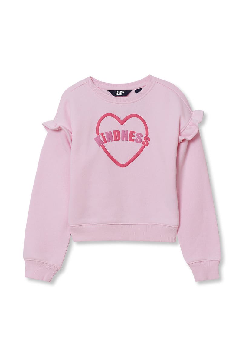Girls Long Sleeve Ruffle Sweatshirt, Main, color, Puff/Kindness/Pink Tulle