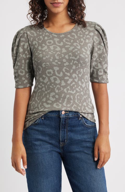 Pleated Puff Sleeve Fleece Top