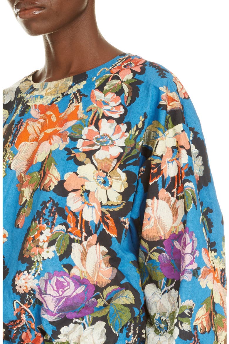 Calvin Floral Cotton Blend Top, Alternate, color, BLUE
