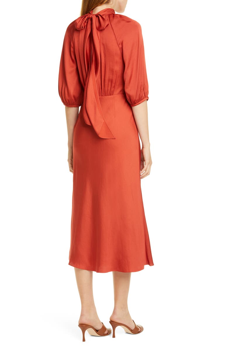 Rebecca Taylor Tie Neck Satin Dress, Alternate, color,