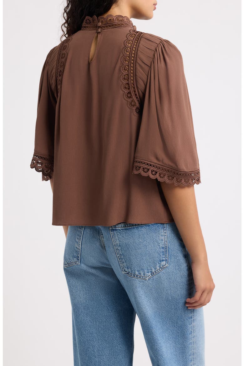 Fiona Lace Trim Mock Neck Top, Alternate, color, PARTRIDGE