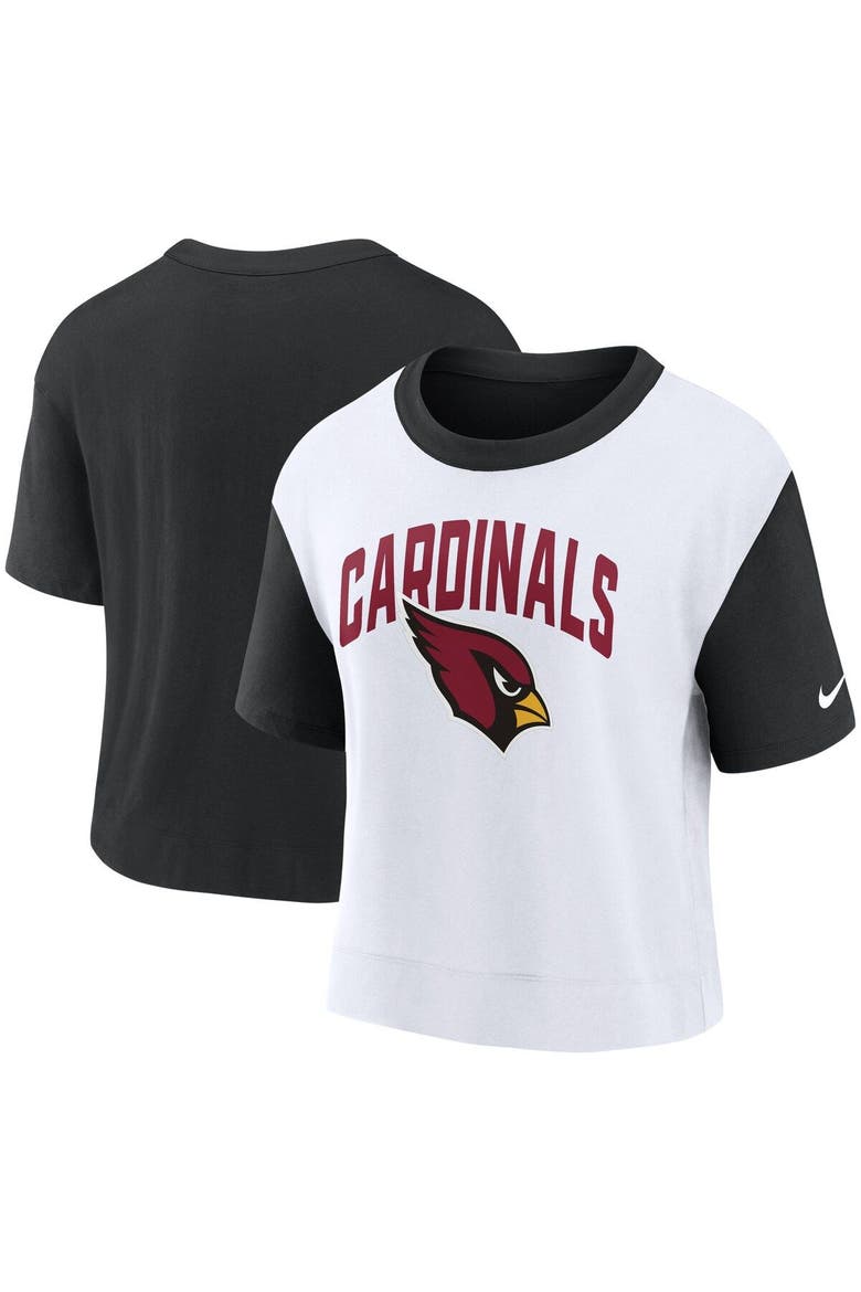 Women's Nike Black/White Arizona Cardinals High Hip Fashion T-Shirt, Main, color, Black