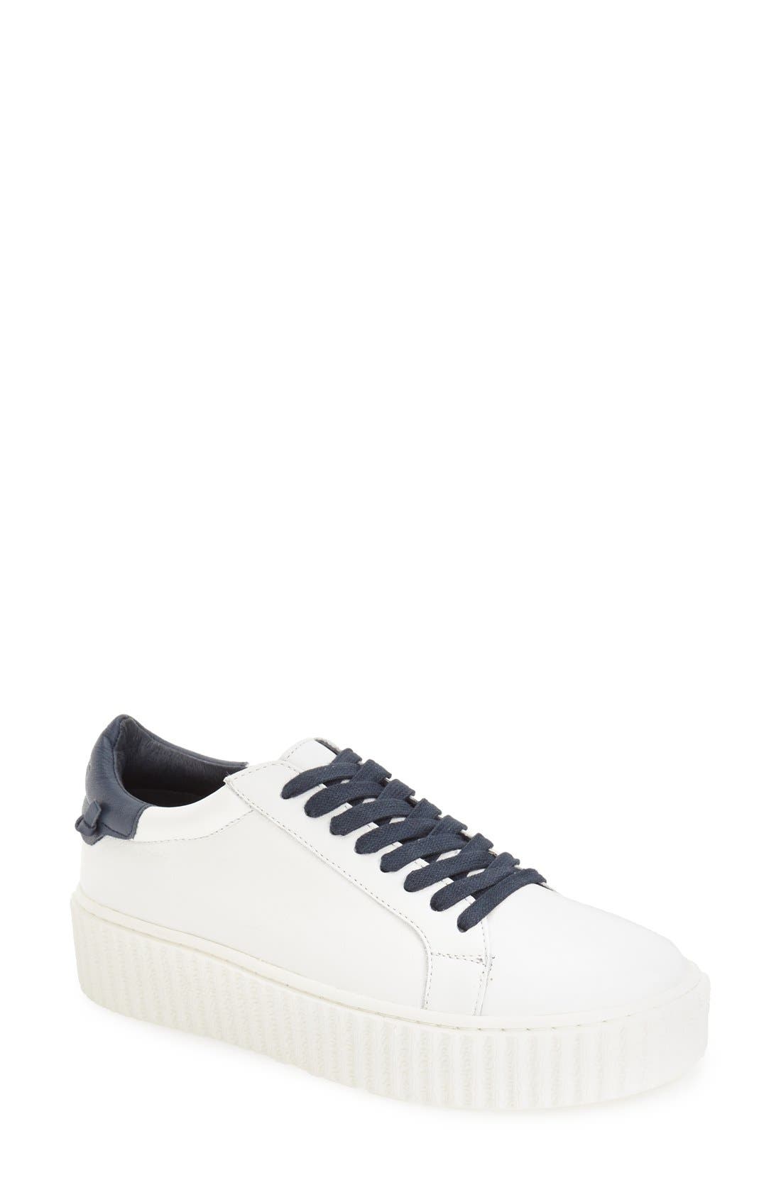 'Parker' Platform Sneaker, Main, color, WHITE/ NAVY LEATHER