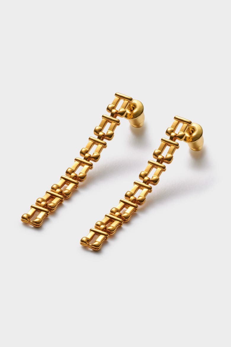 Grecian Waterproof Gold Link Multi-Wear Earrings, Alternate, color, Gold