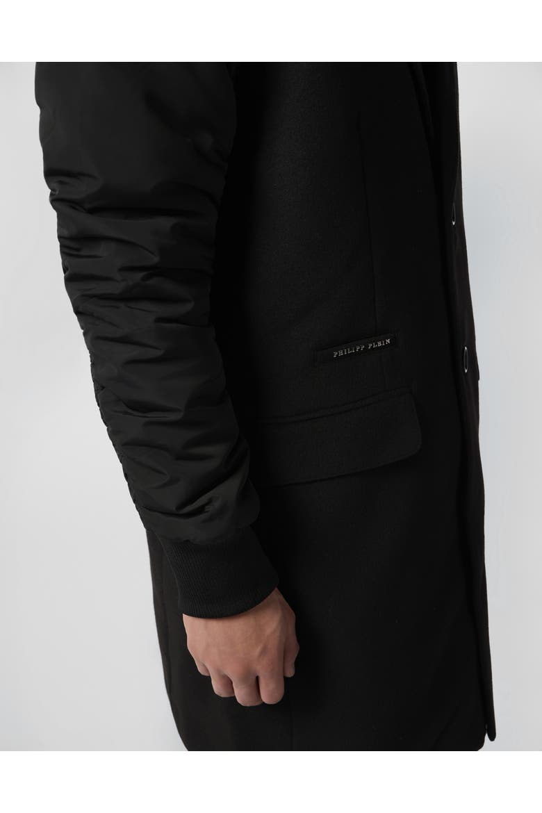 Single Breast Hooded Coat Men, Alternate, color, black